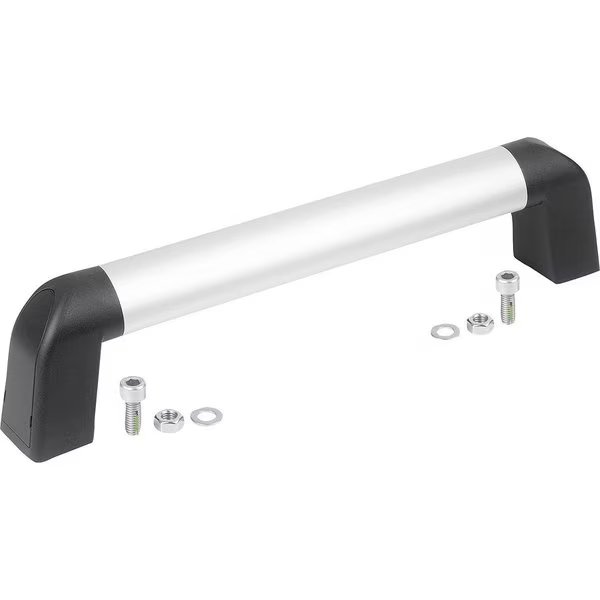 Tubular Handle Bighand, A=200, L=233, 4 Aluminum Natural Anodized, Comp: Plastic Comp:Black Ral7021, , Kipp, Mfr#: K1445.200031